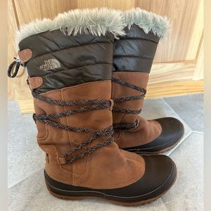 The North Face fuzzy boots